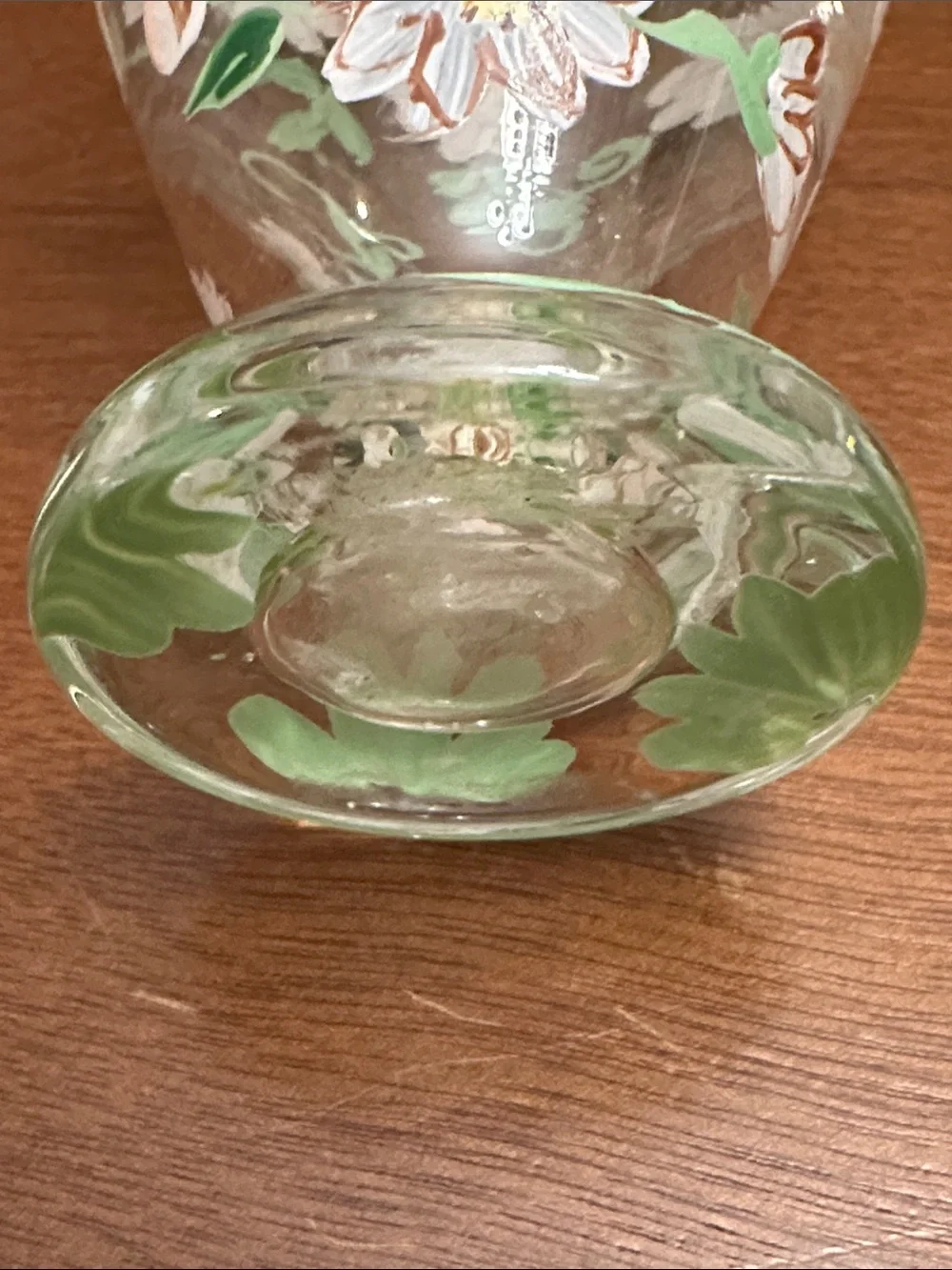 Tracy Porter Hand-Painted Floral Bud Glass Vase Green Pink